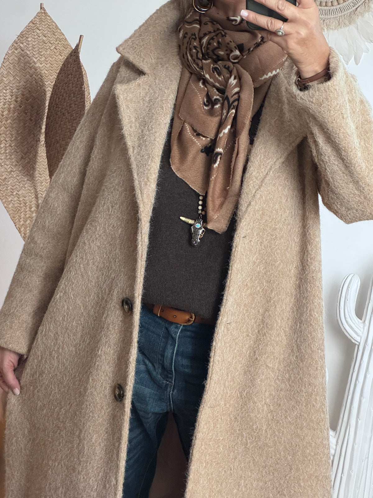 Manteau moumoute beige