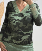 Top dentelle camouflage kaki