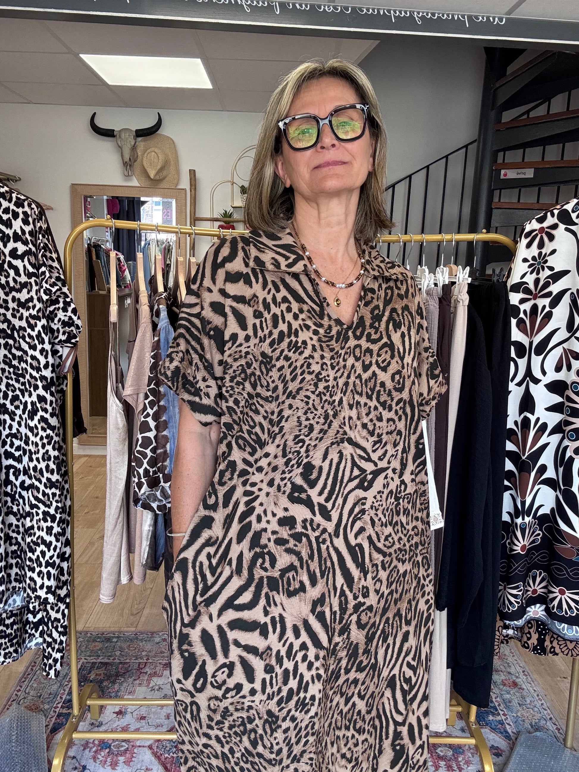 Robe teeshirt mix Léo et zèbre