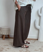 Pantalon lin et coton marron TU 38/44