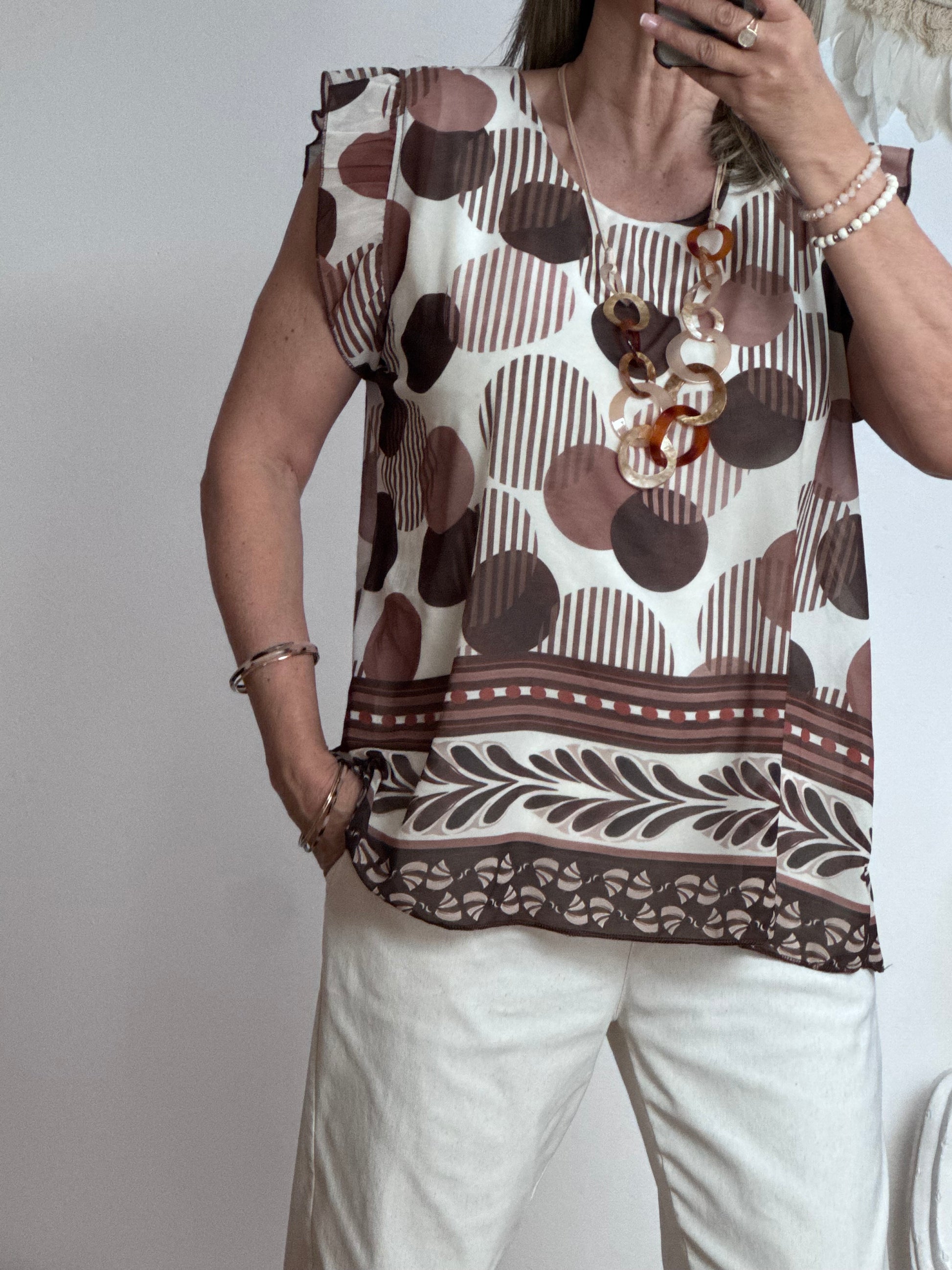 Top Ninon marron