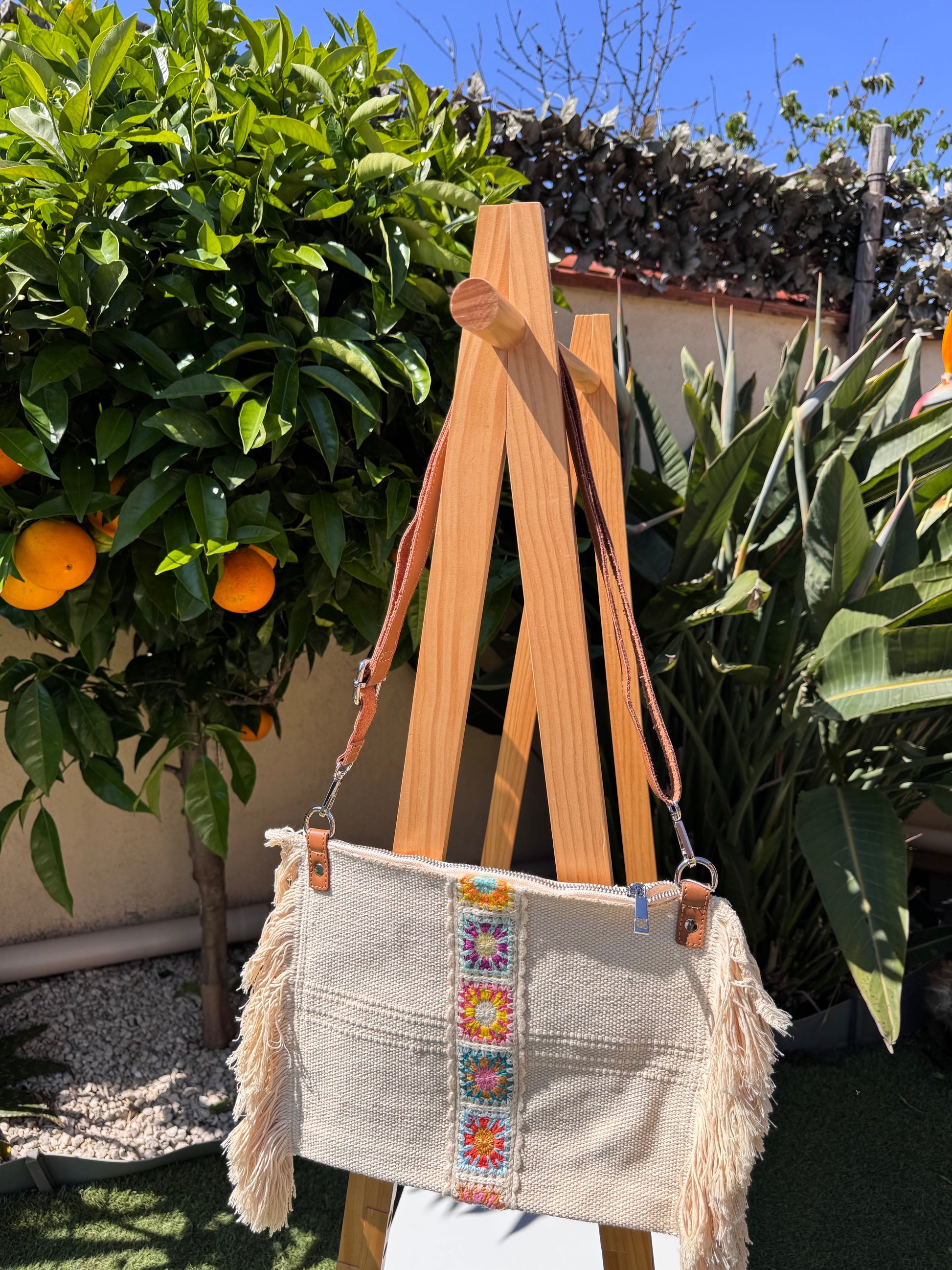 Sac bohème crochet crème