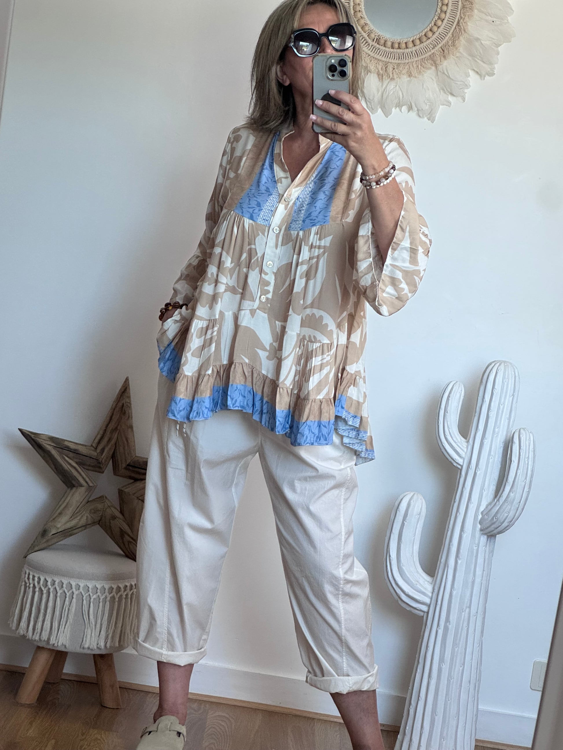 Blouse camélia beige