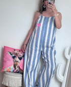 Salopette rayée bleue palmier