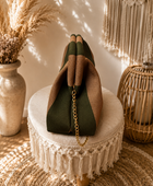 Sac rayé kaki et beige