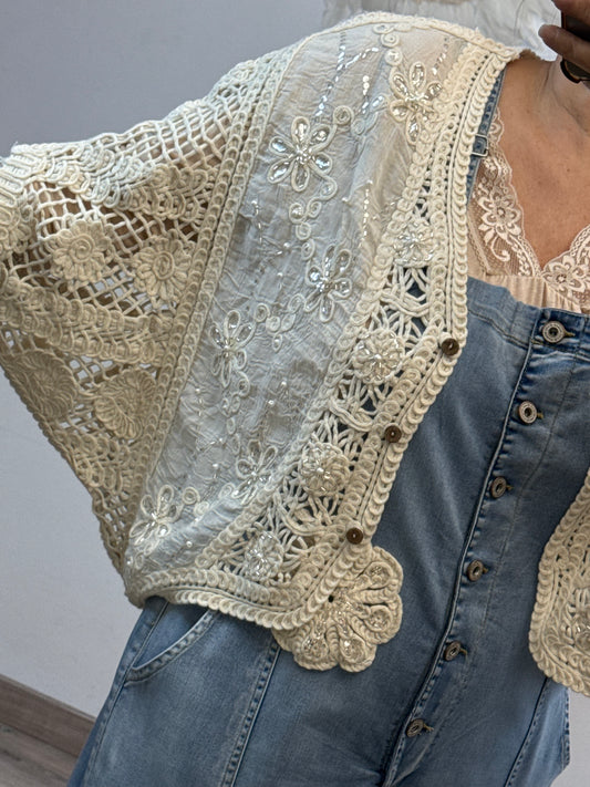 Gilet bohème crème TU 38/46