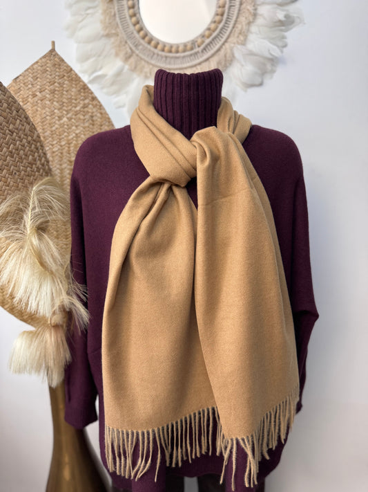 Écharpe cashmere camel