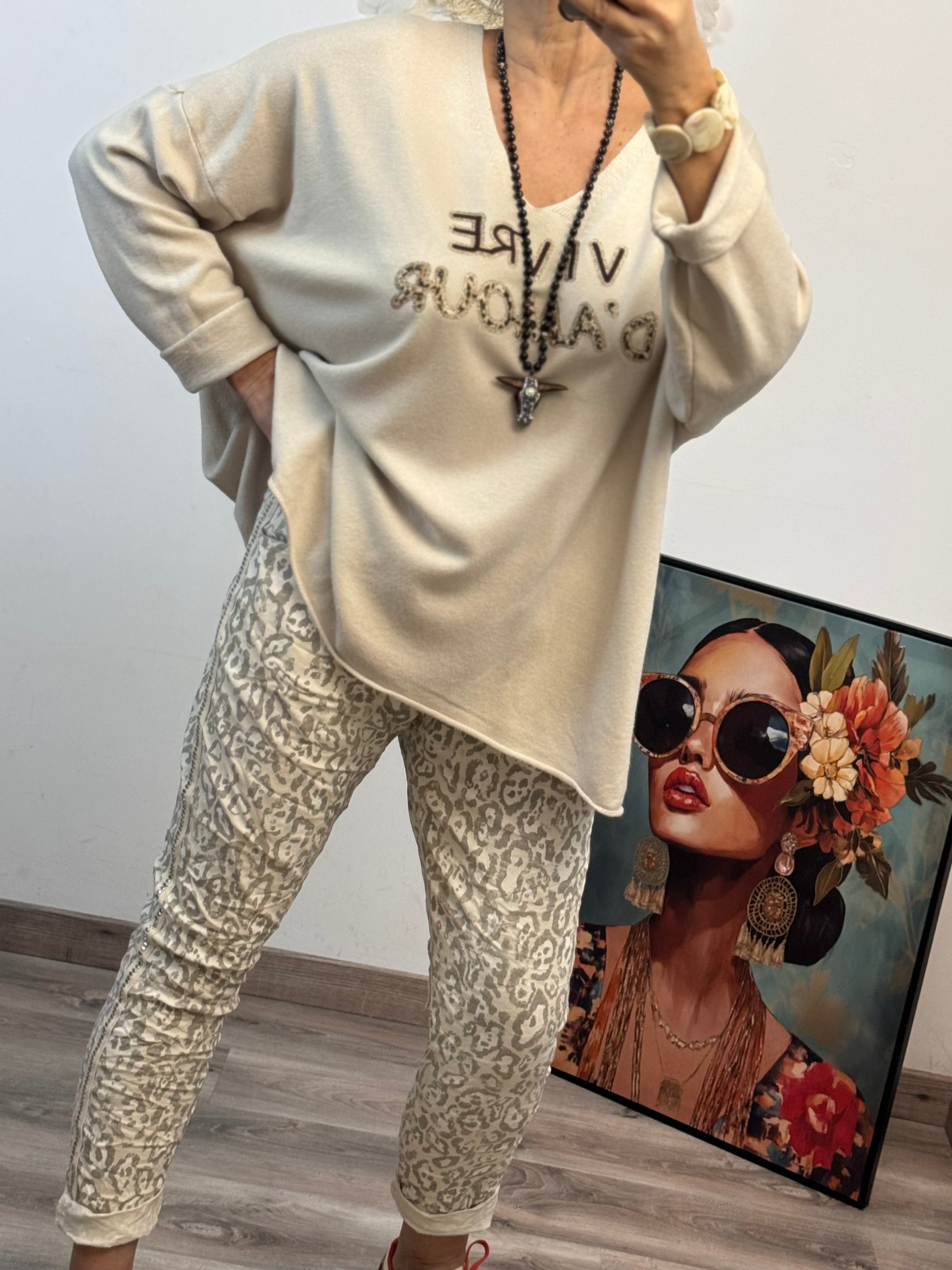 Pull beige vivre d’amour TU 40/50