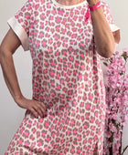 Robe teeshirt Léo rose et taupe