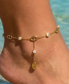 Chaîne cheville dorée pendante strass ovale