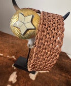 Ceinture bohème cuir véritable camel