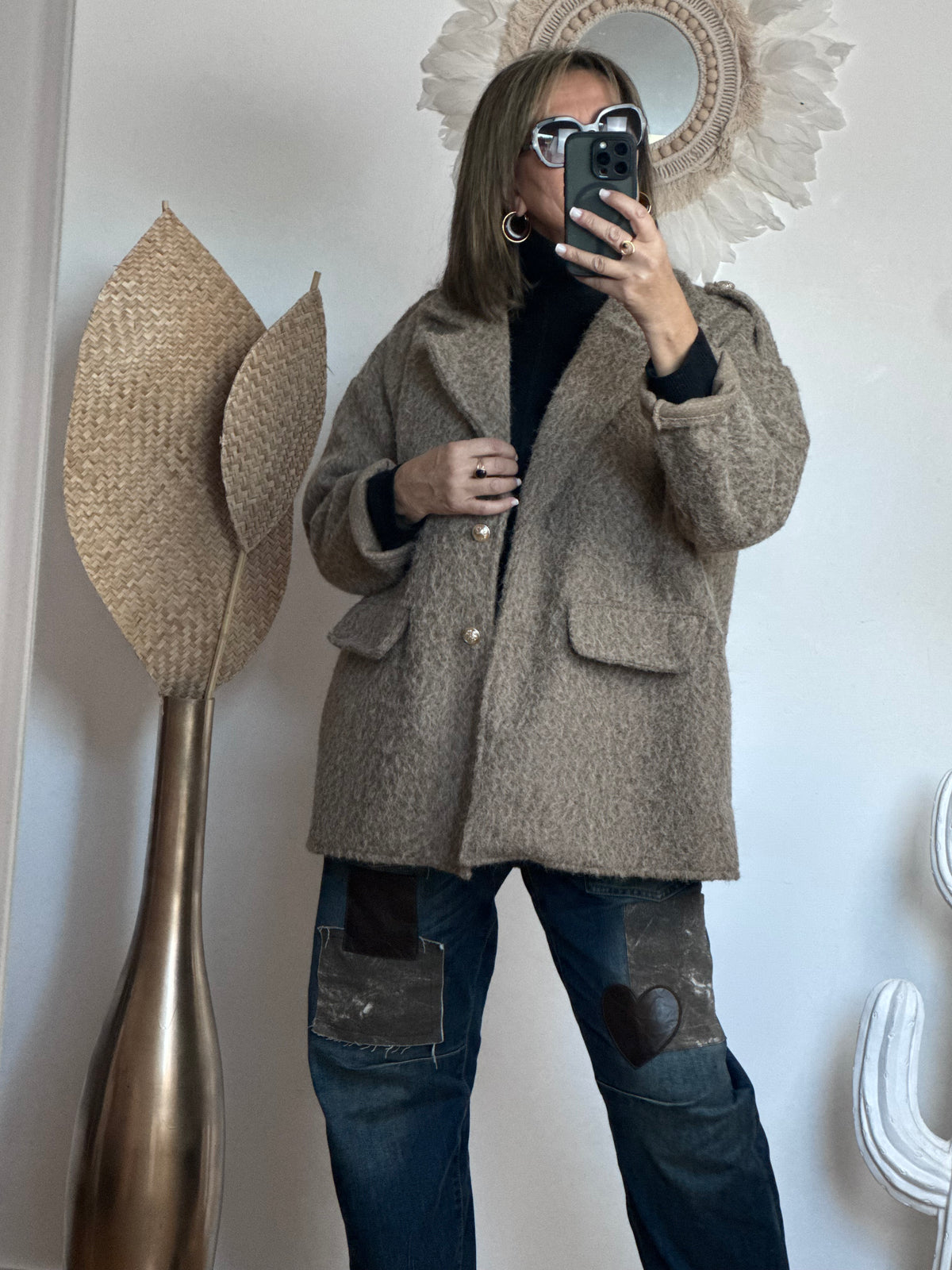 Veste moumoute taupe
