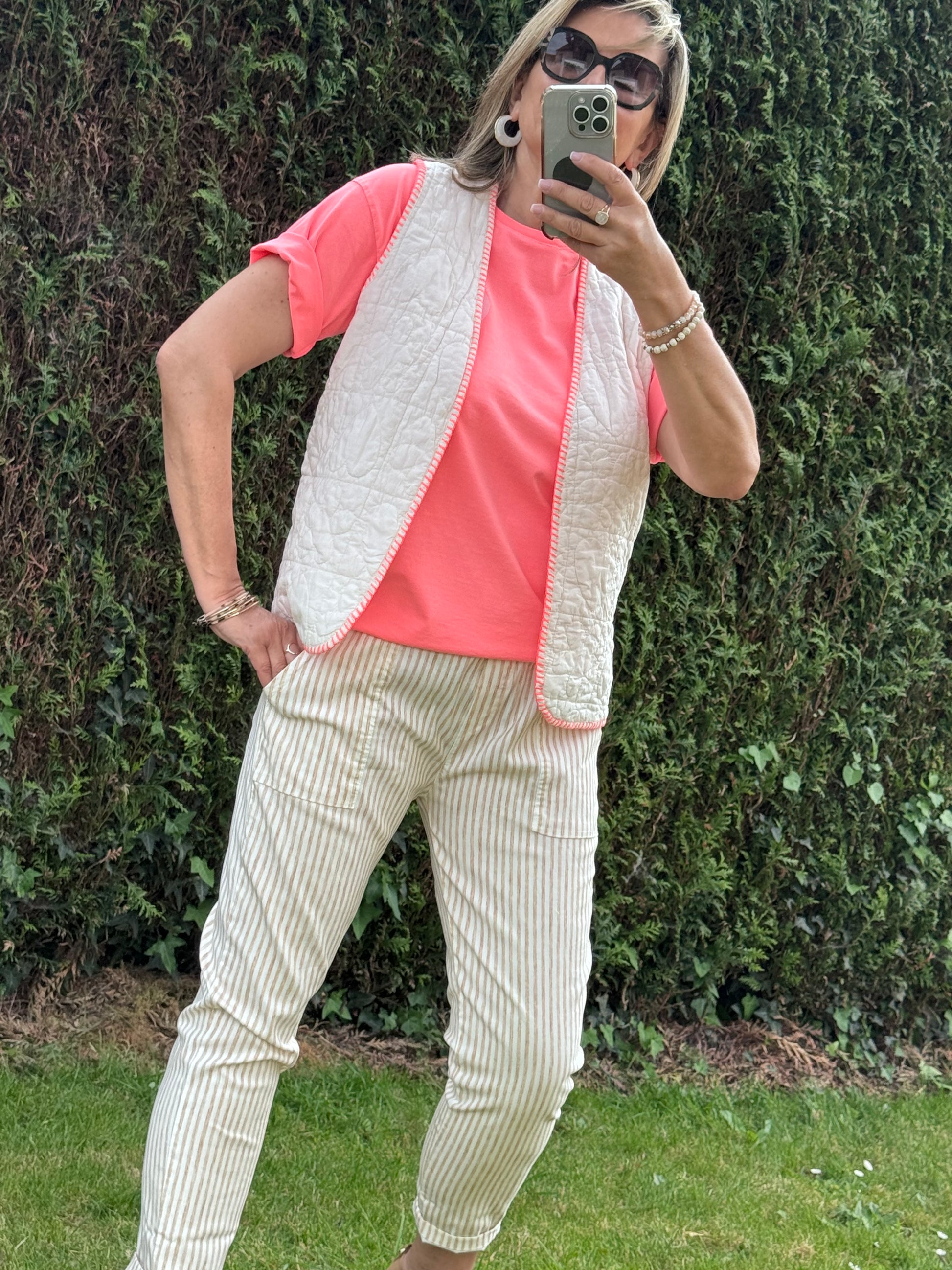 Gilet matelassé blanc cassé