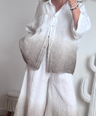 Chemise lin blanche/beige TU 38/48