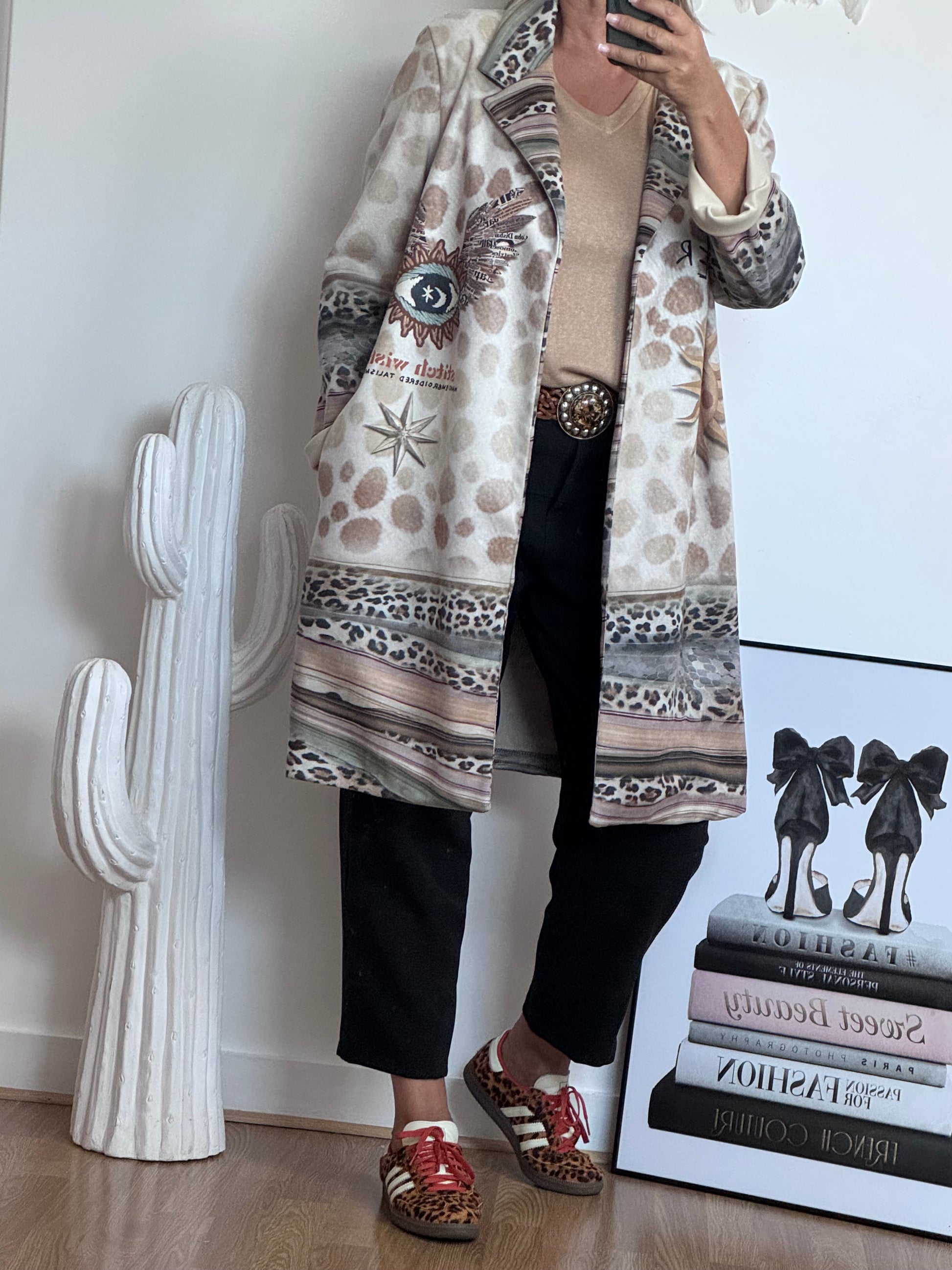 Veste longue bohème suédine