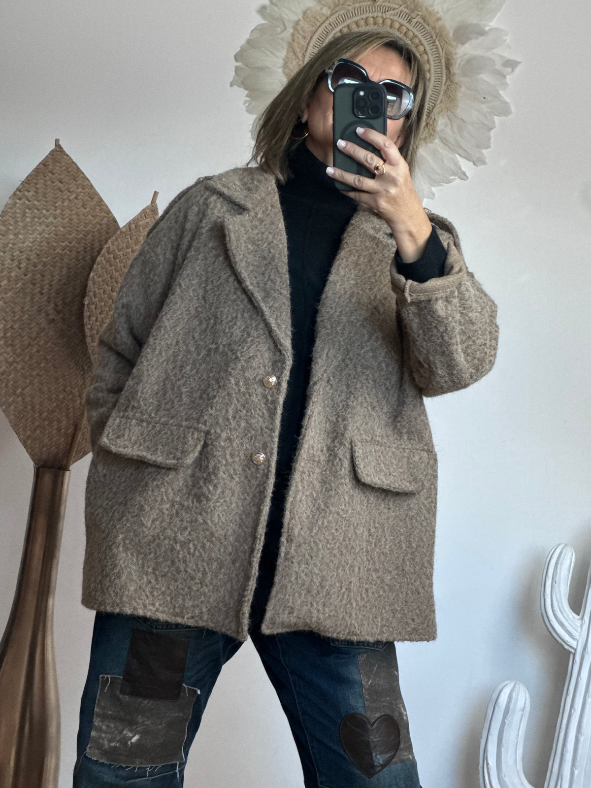Veste moumoute taupe