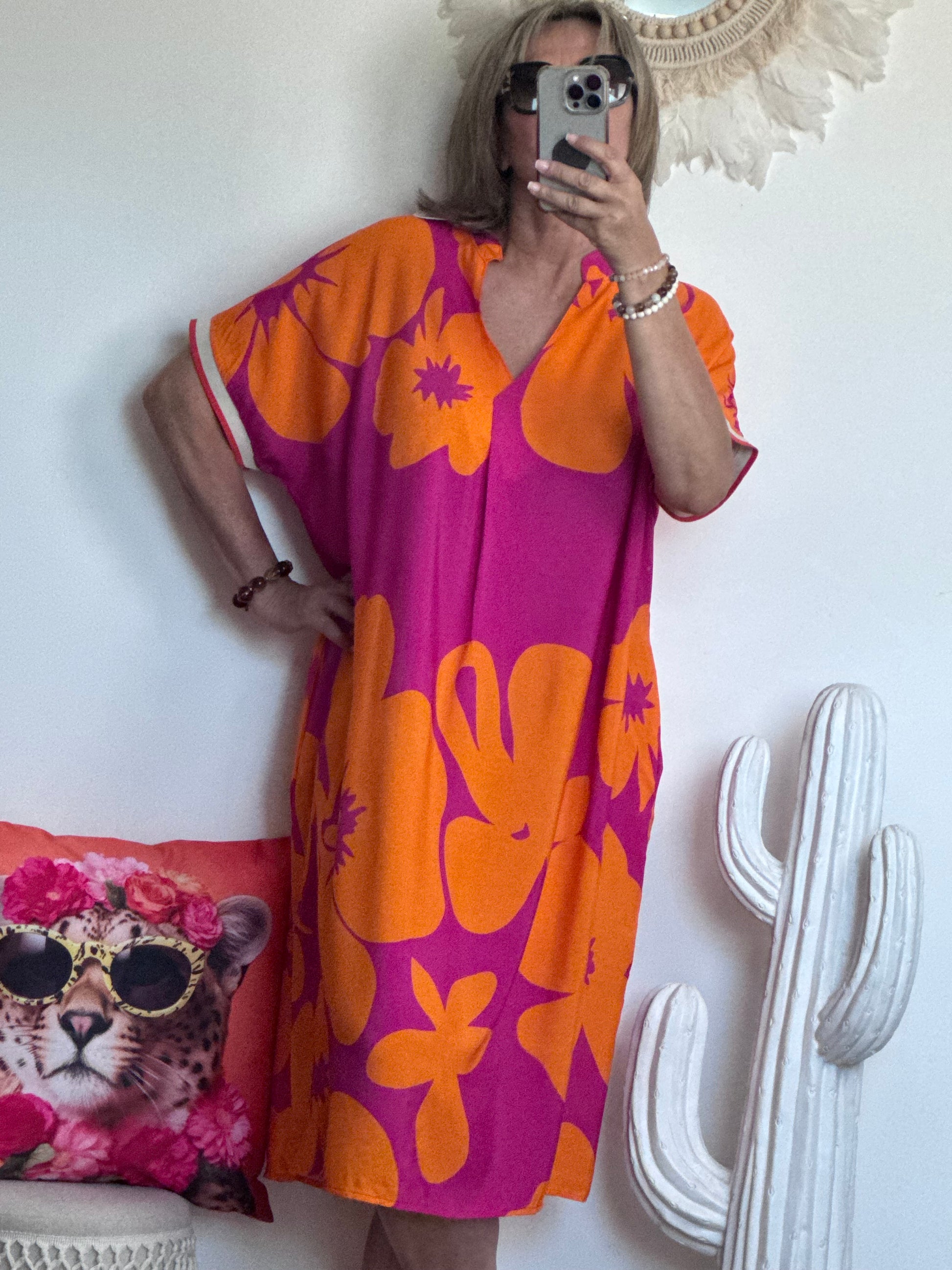Robe floral fuchsia/orange TU 40/48