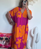 Robe floral fuchsia/orange TU 40/48