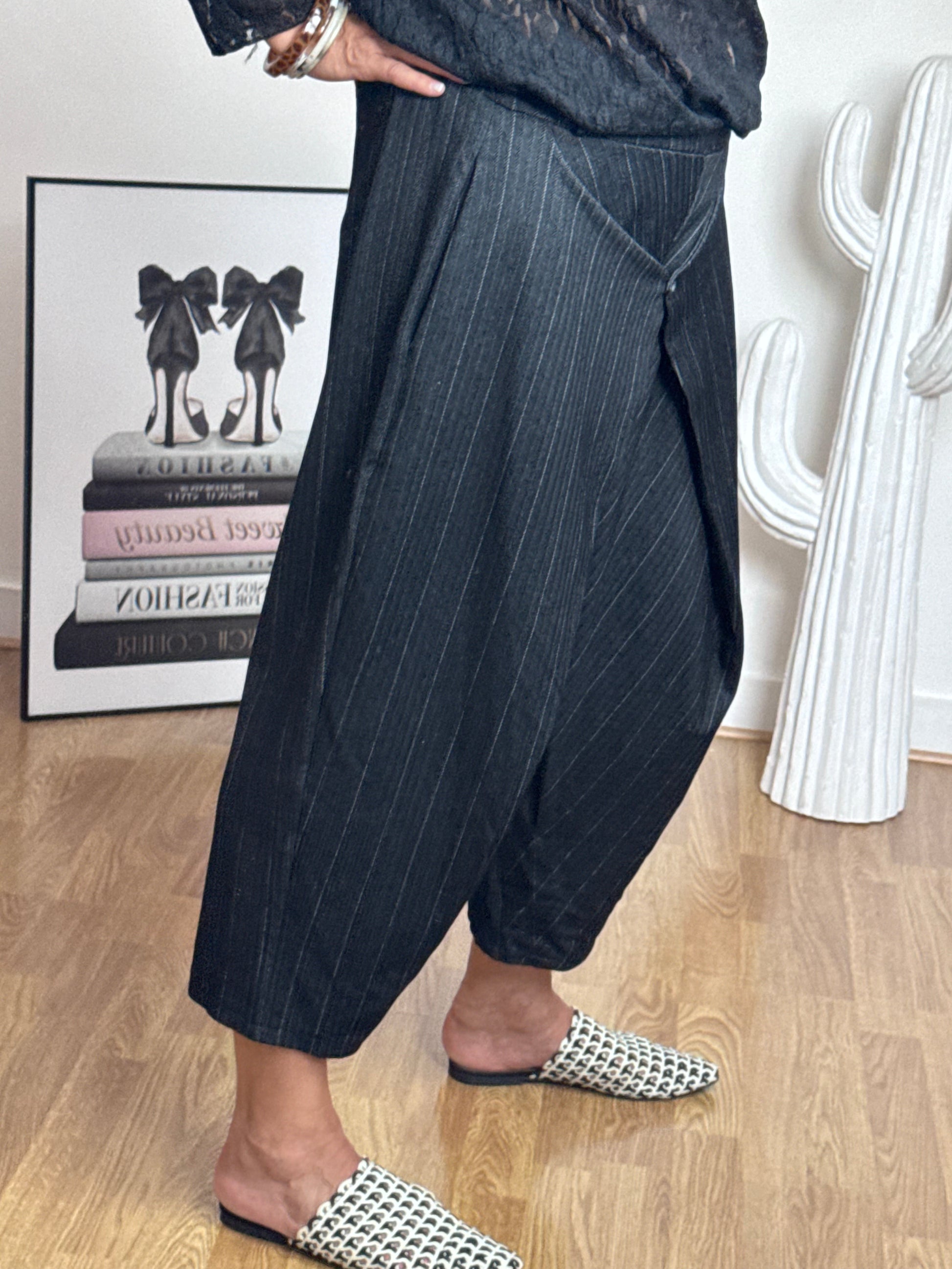 Pantalon Alan noir fines rayures TU 38/48