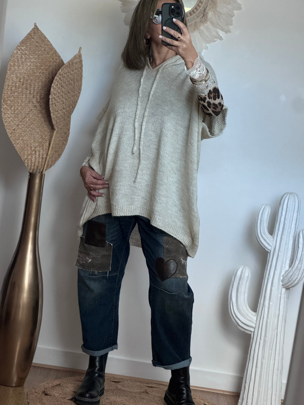 Pull oversize crème