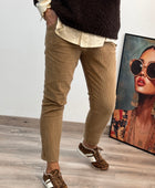 Pantalon velours côtelé camel taille du 38 au 46