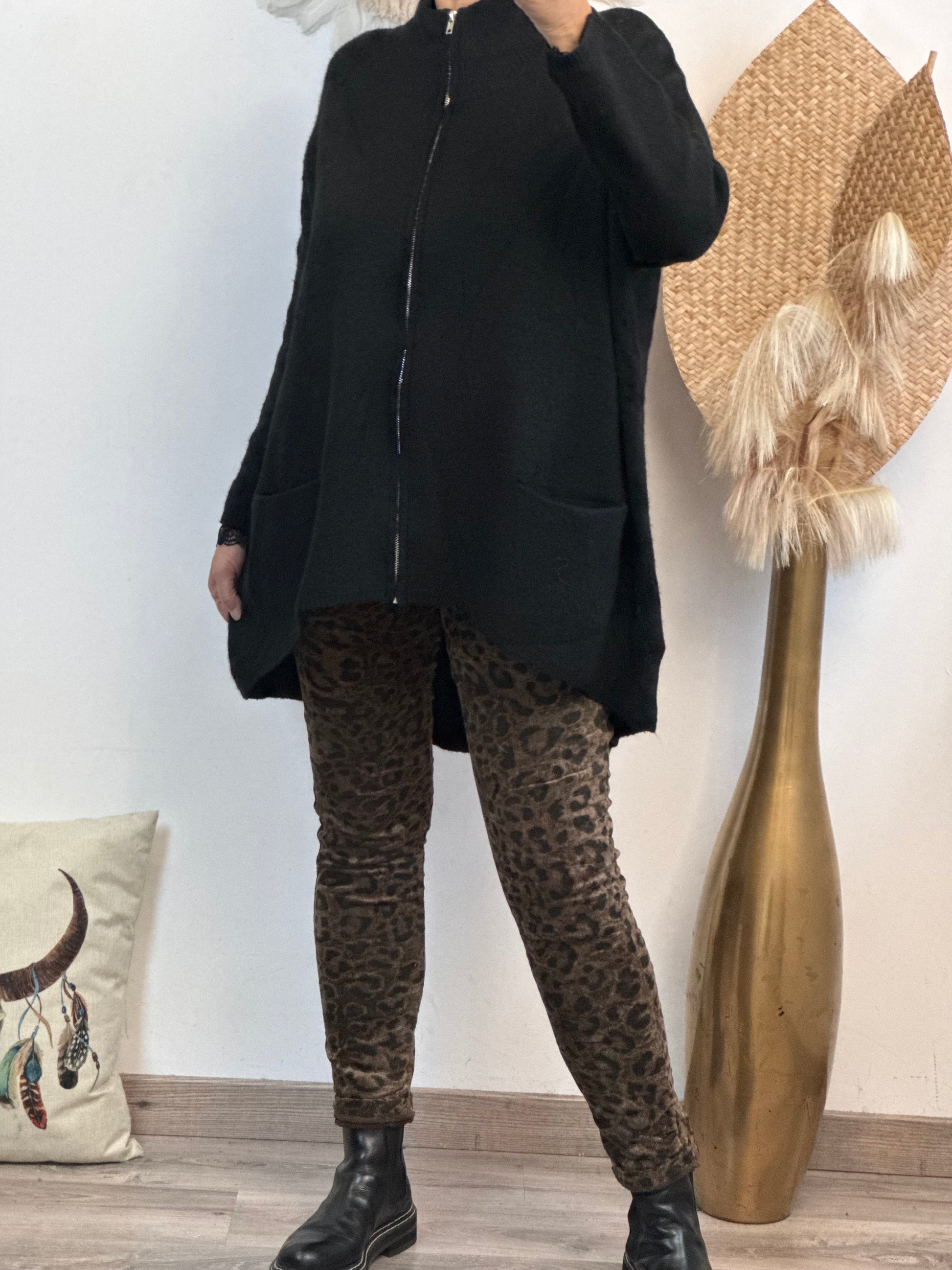 Gilet long oversize noir jolie formes TU 44/50