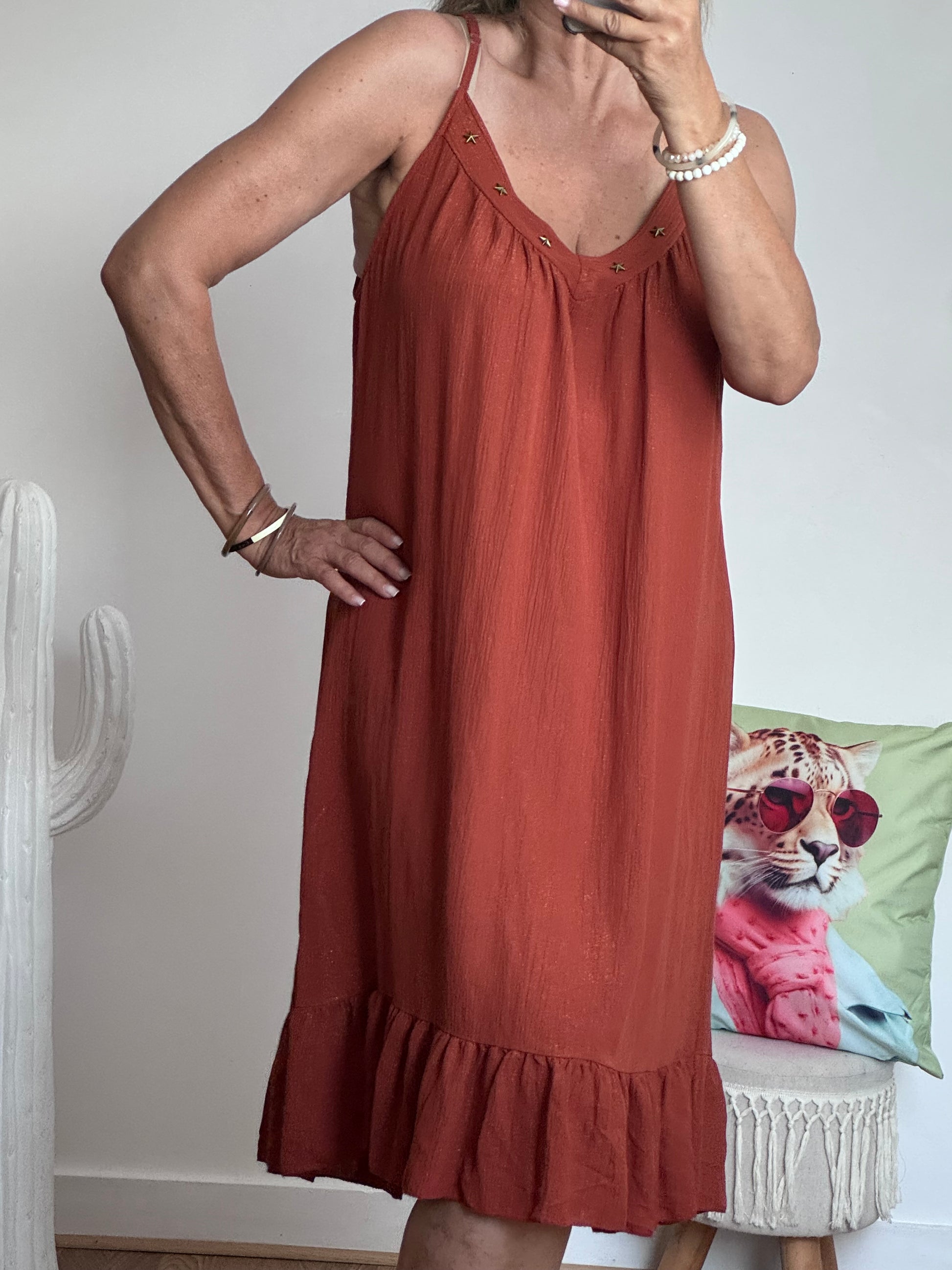 Robe d’été à bretelles terracotta