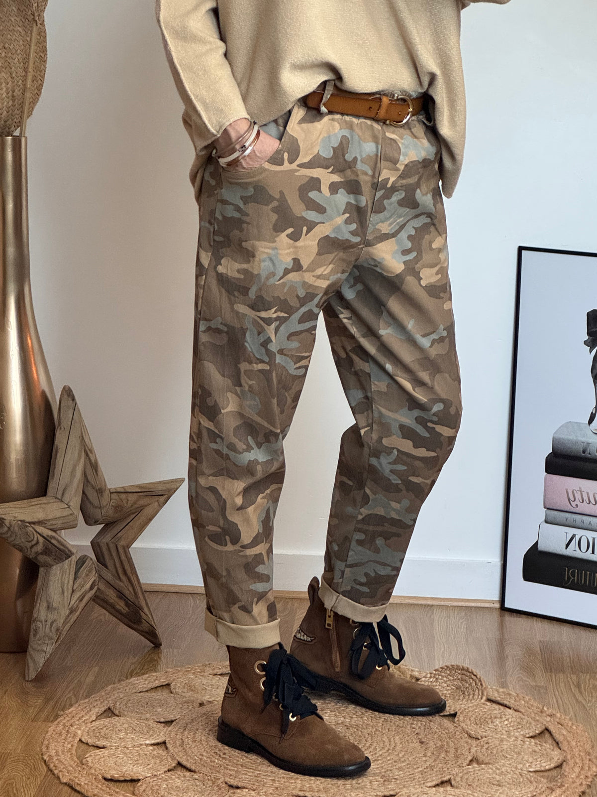 Pantalon Dakota camouflage camel