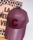 Casquette similicuir bordeaux