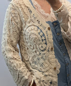Gilet long crochet beige TU 38/44