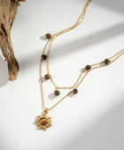 Collier solaire doré double rang œil de tigre protecteur