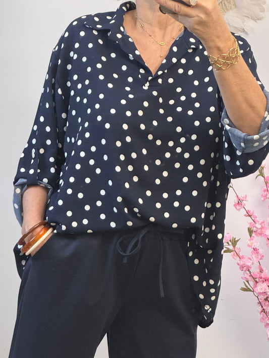 Blouse pois marine TU 42/50