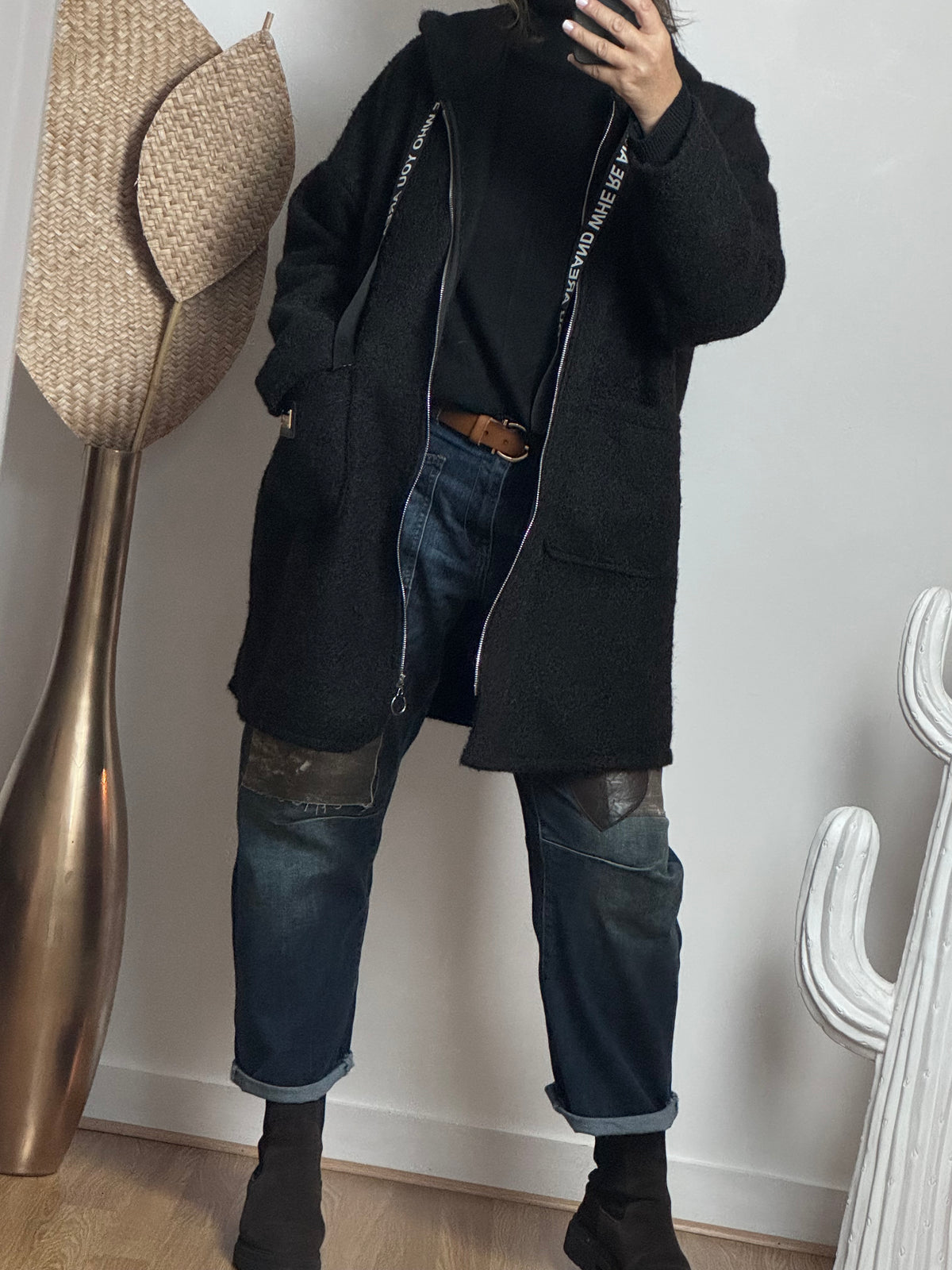 Manteau moumoute noir