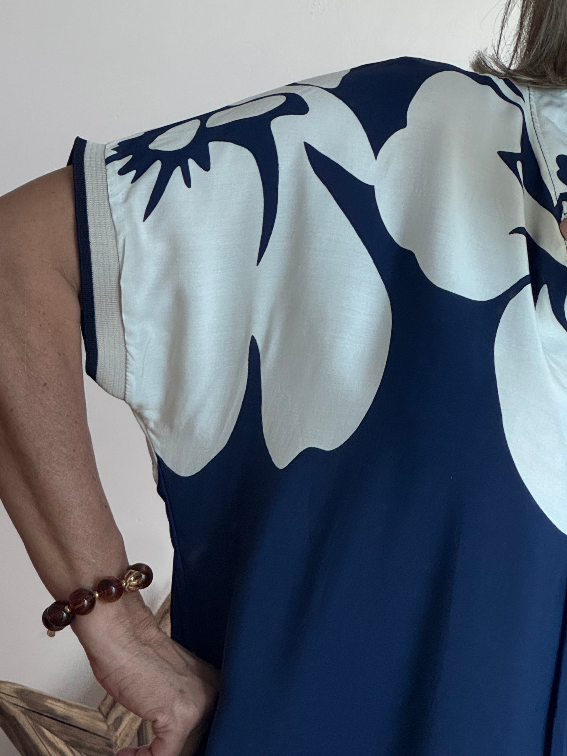 Robe floral marine/blanc TU 40/48