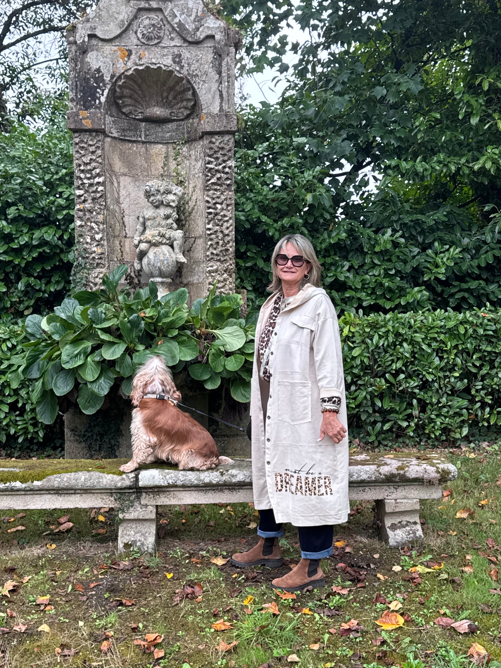 Veste longue suédine beige