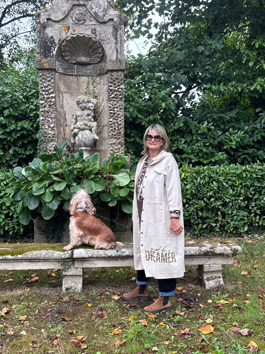 Veste longue suédine beige