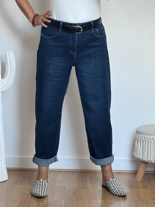 Jeans barrel bleu foncé