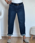 Jeans barrel bleu foncé