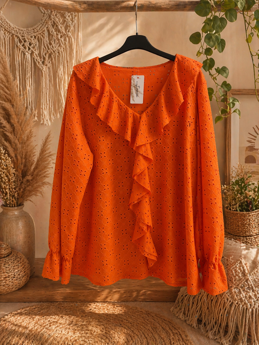 Blouse broderie anglaise orange