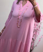 Robe longue gaz de coton rose bonbon
