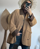 Veste moumoute camel bi matière