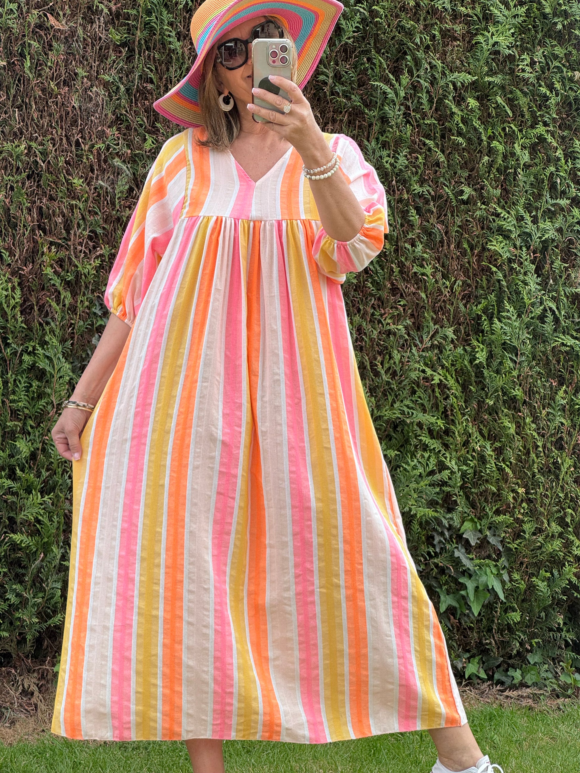 Robe coton tisse multicolore