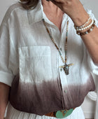 Chemise lin blanche et marron TU 38/48