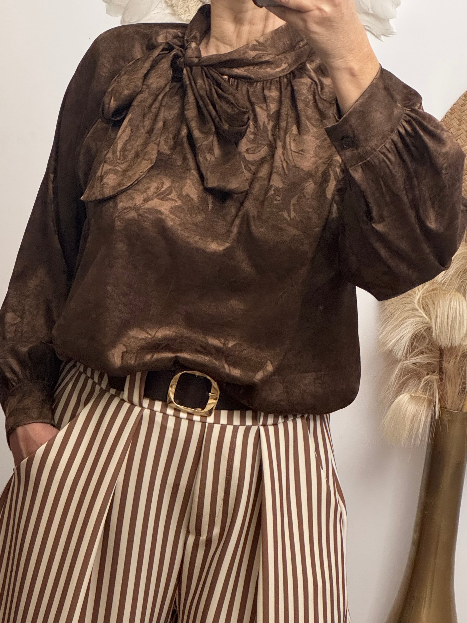 Blouse noeud marron TU 38/46