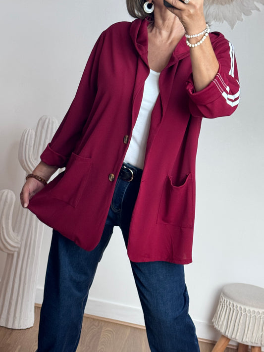 Veste casuel bordeaux jolie forme