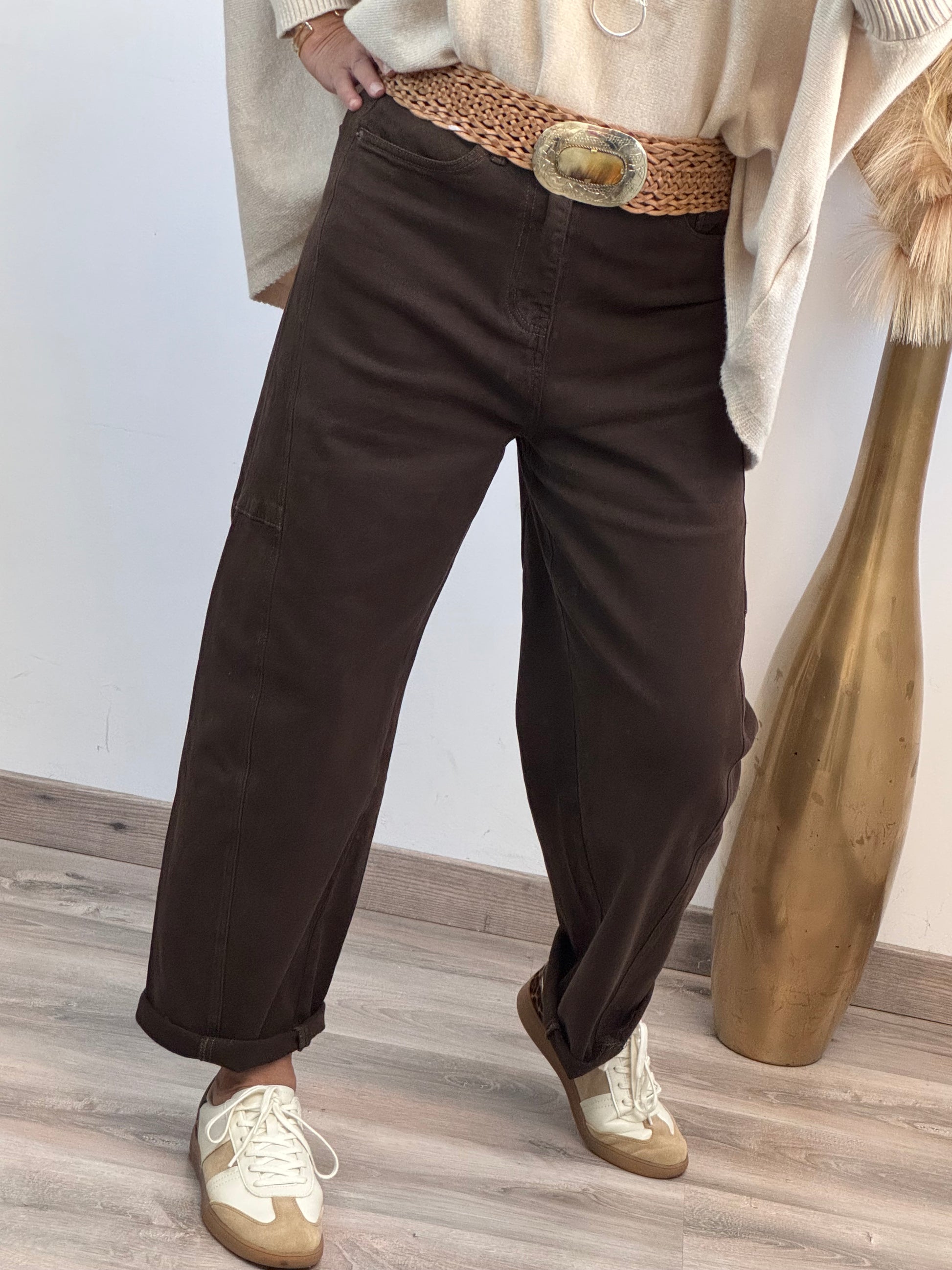 Jeans balloon marron