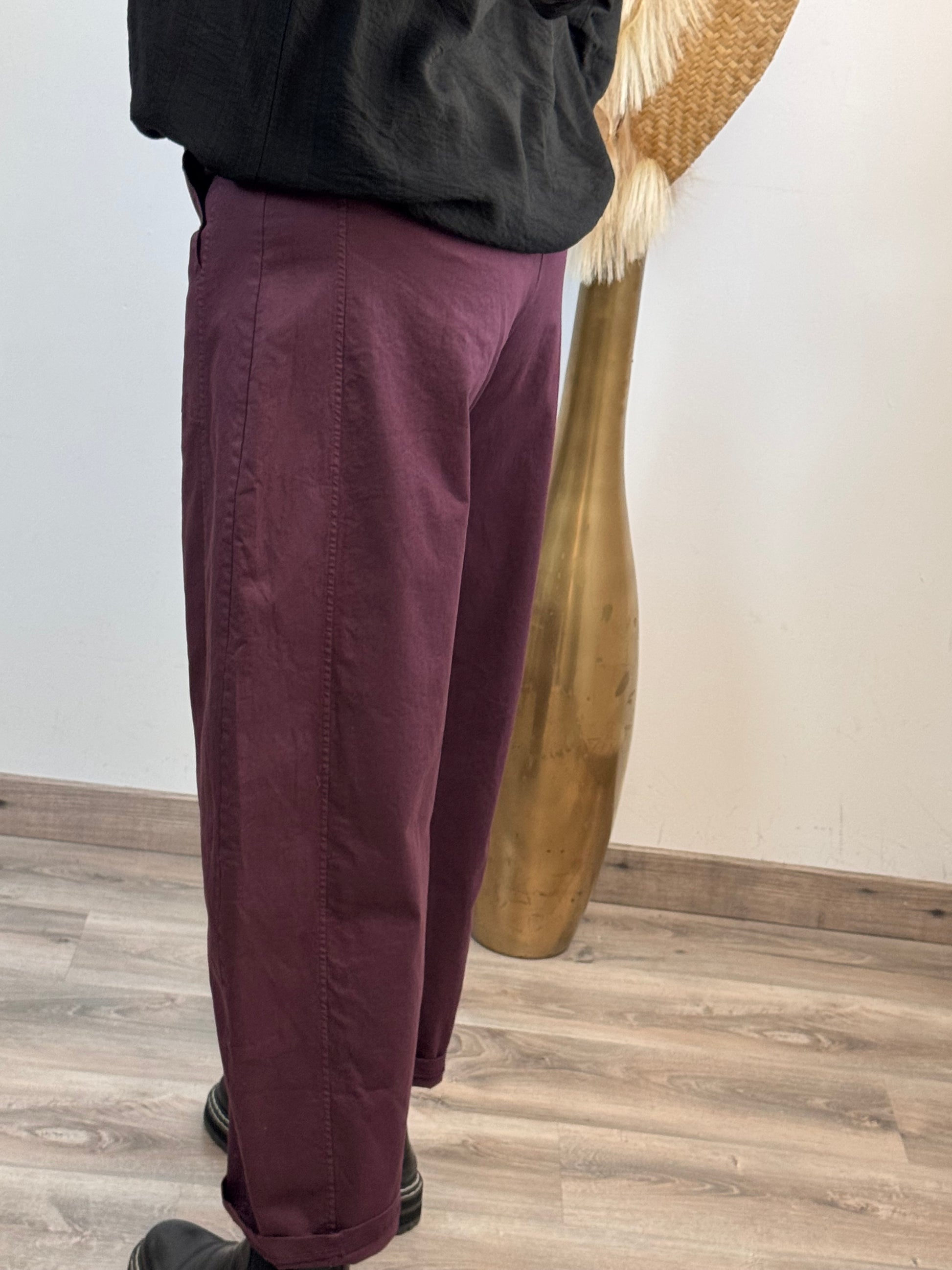 Pantalon barrel lie de vin