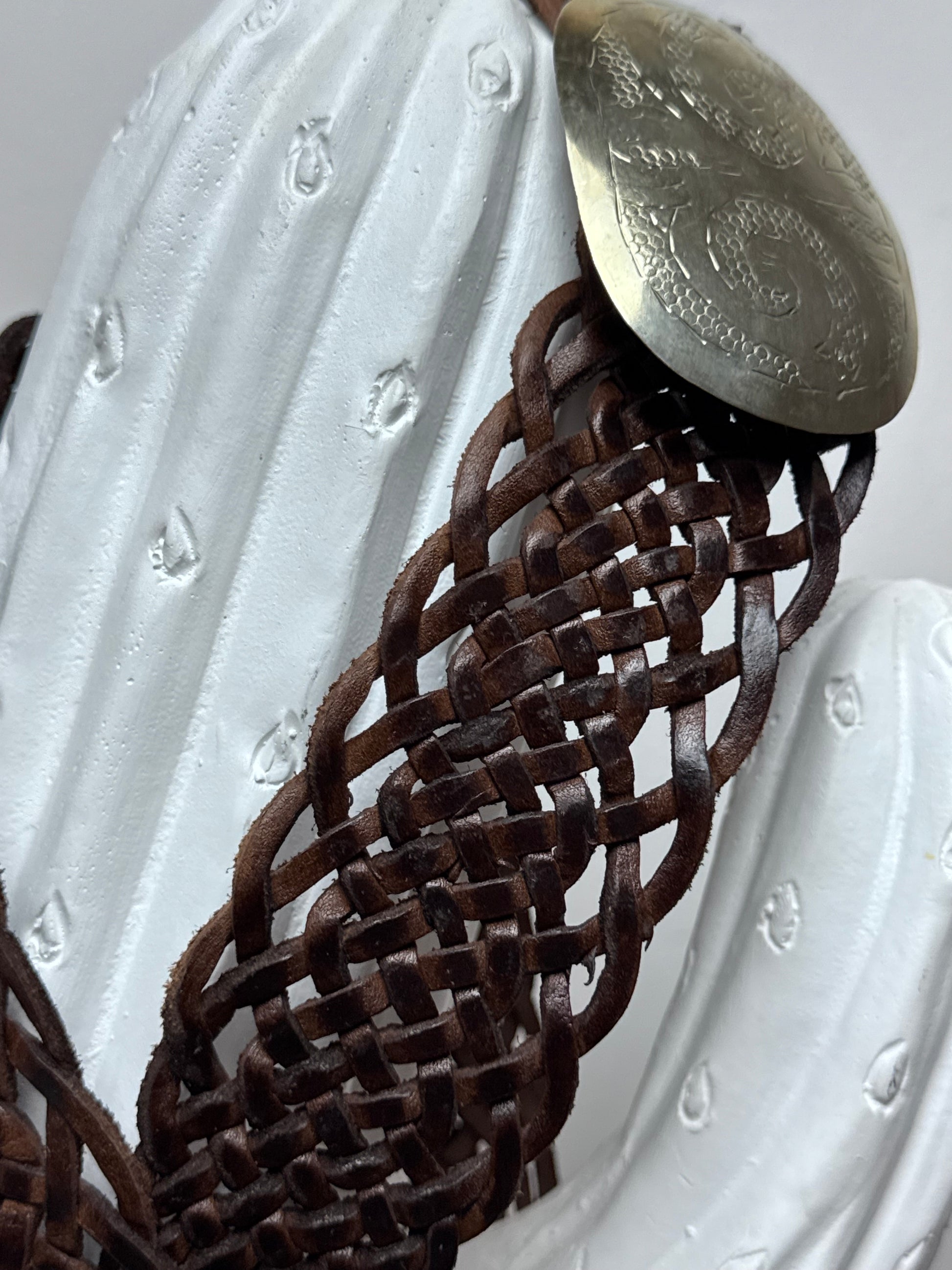 Ceinture cuir tressé marron foncé