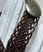 Ceinture cuir tressé marron foncé