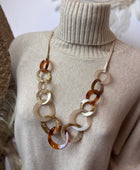 Collier Long maillons Résine Bohème Chic beige